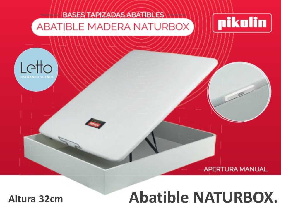 Pikolin CANAPÉ ABATIBLE NATURBOX MADERA 3D 90_x_190_cm, Blanco